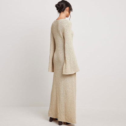 Women Boucle Knit Bell Sleeve Maxi Dress | Amelita