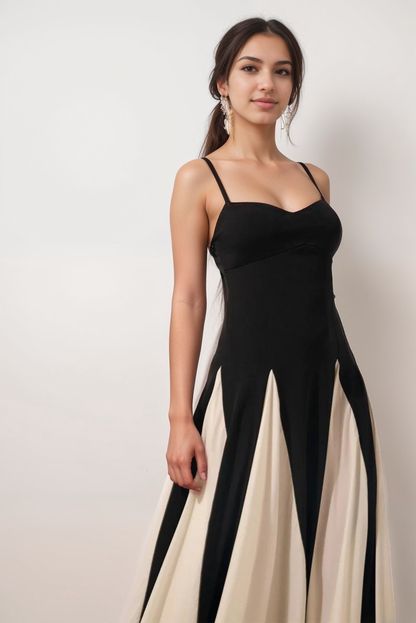 Two-Tone Spaghetti Strap Evening Dress | Sadie