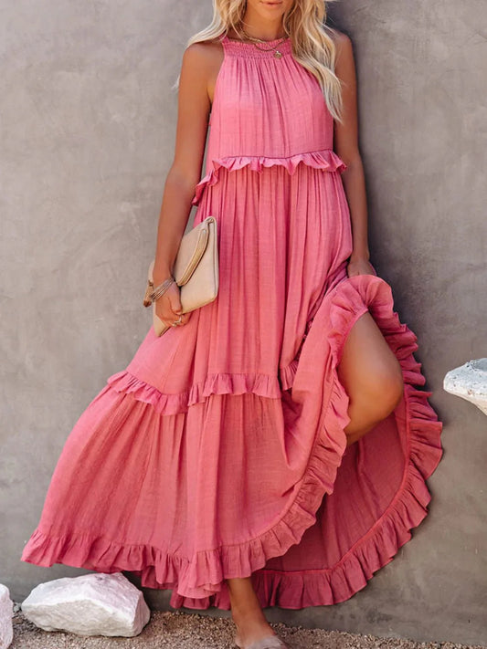 Ruffled Sleeveless Maxi Dress with Pockets | Halsey