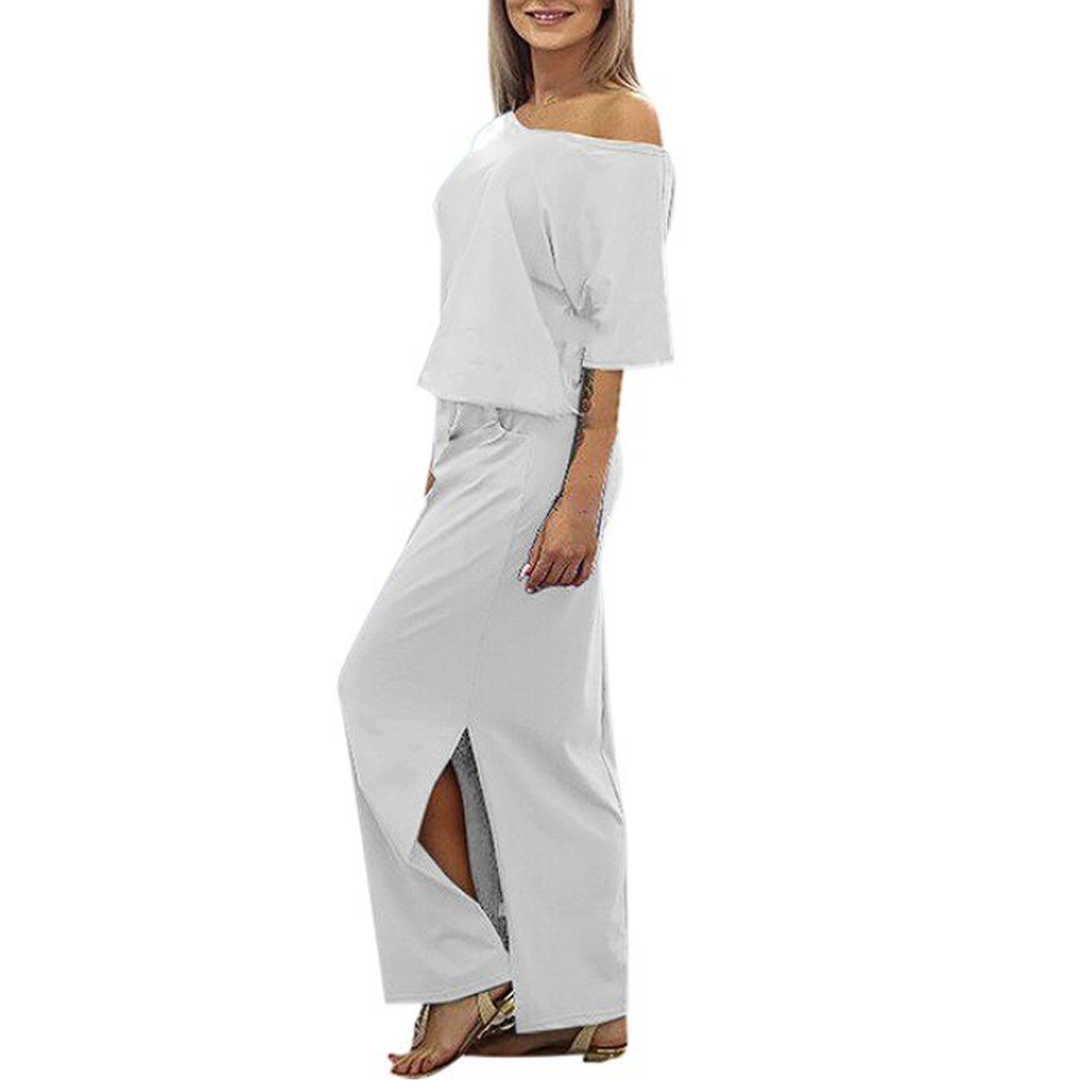 Chic Off-Shoulder Maxi Dress with Side Slit | Elowen