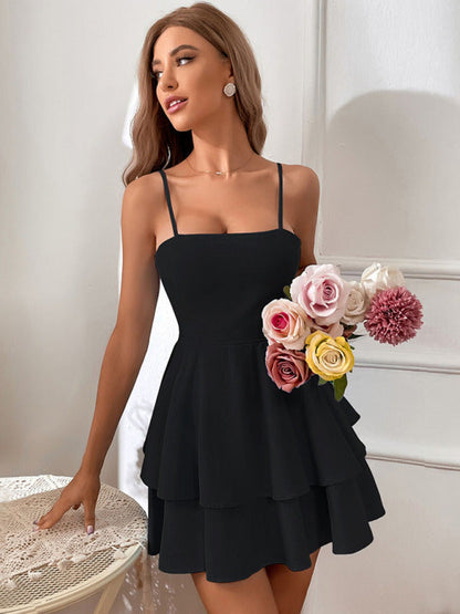 Backless Mini Dress with Bow Knot Straps and Tiered Skirt | Brittany