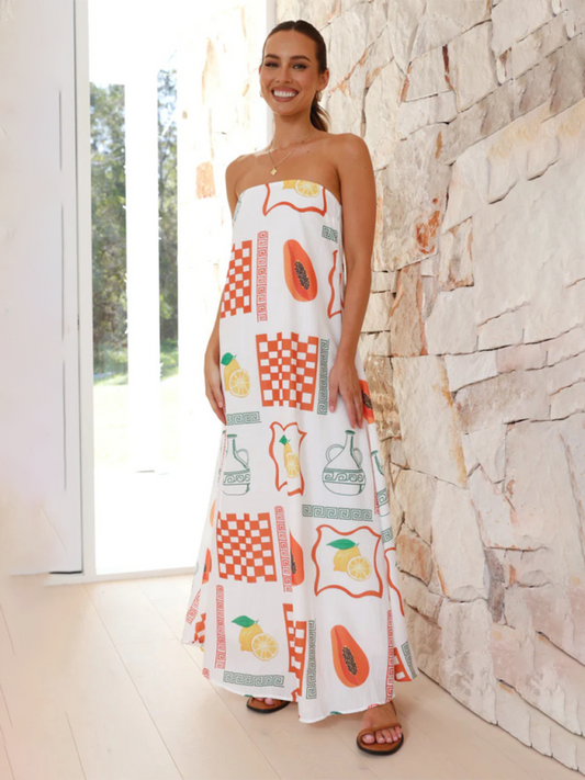 Women Maxi Dress White Blended Fabric | Inez-1