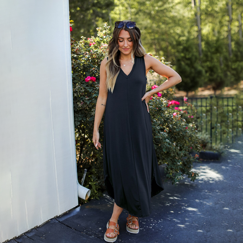 V-Neck Sleeveless Maxi Dress | Seraphina