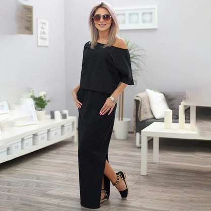 Off-Shoulder Maxi Dress with Side Slit | Marigold