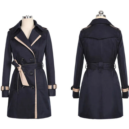Women Trench Coat Khaki Cotton | Elegant Style-5