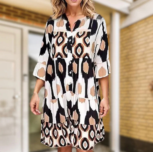 3/4 Sleeve Printed Dress | Lima