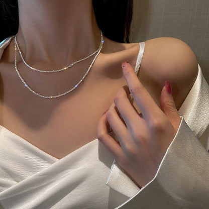 Women Necklace Set Silver Minimalist | Aika-2