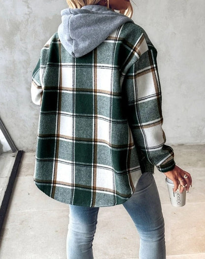 Women Plaid Hooded Shacket | Aurora