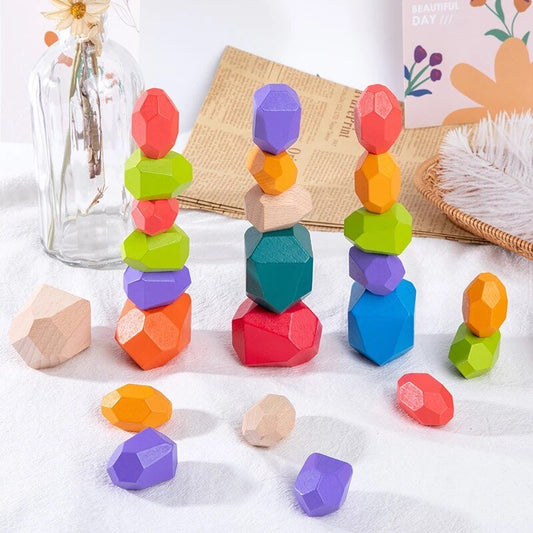 Kids Stacking Block Toy Set 16 Pieces Wooden | Playful Learning-1