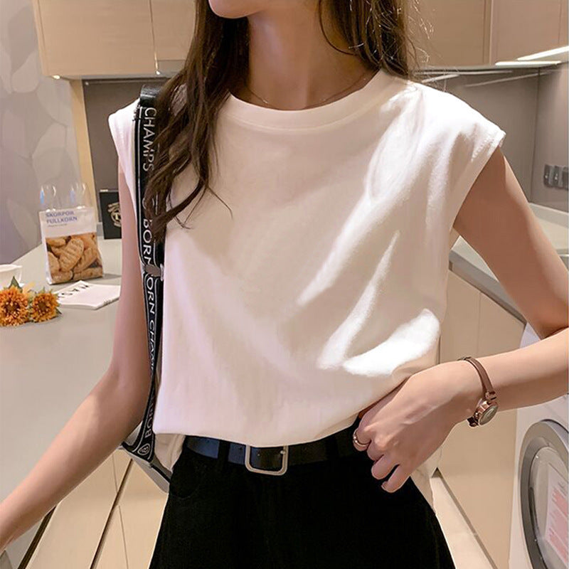 Variant image for Women Sleeveless Crop Top White Cotton | Alice-1