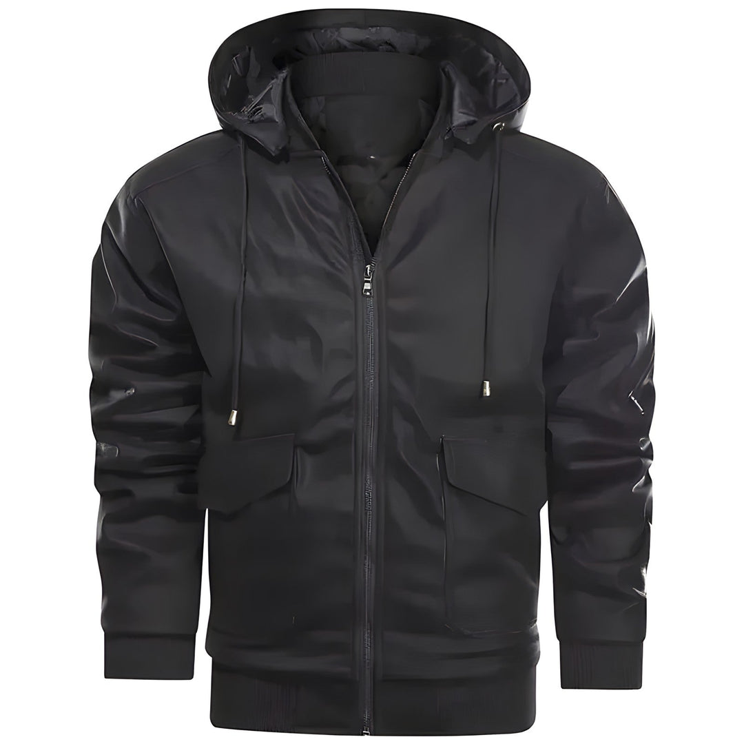 Water-Resistant Hooded Jacket - Black