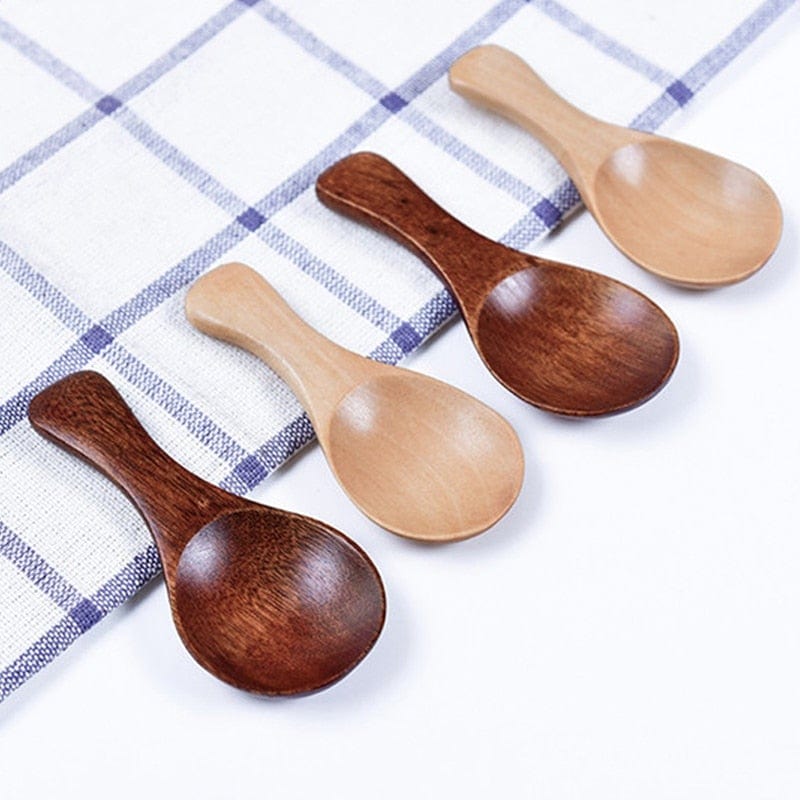 Mini Wooden Condiment Spoon Set – 4-Piece Schima Superba Wood