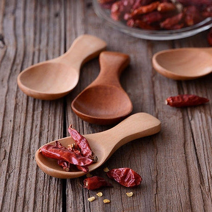 Mini Wooden Condiment Spoon Set – 4-Piece Schima Superba Wood