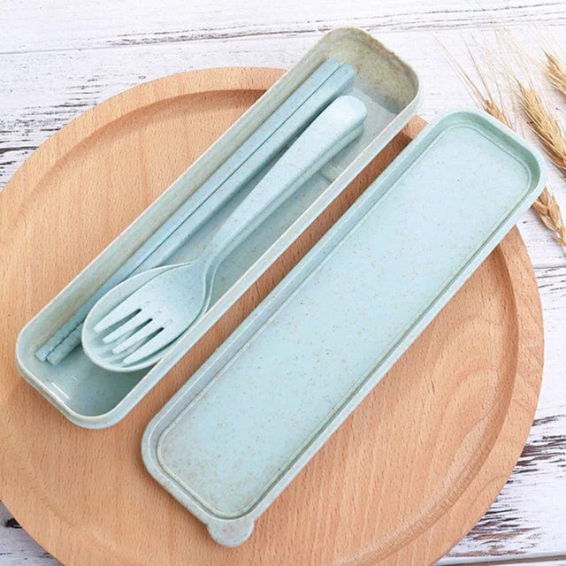 Reusable Wheat Straw Cutlery Set – Portable 3-Piece Utensils