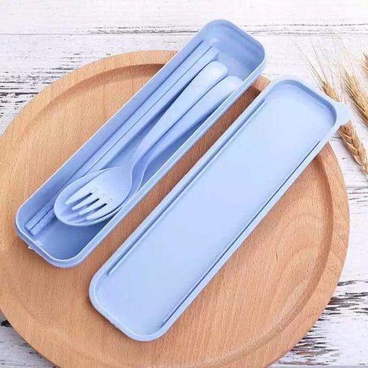 Reusable Wheat Straw Cutlery Set – Portable 3-Piece Utensils