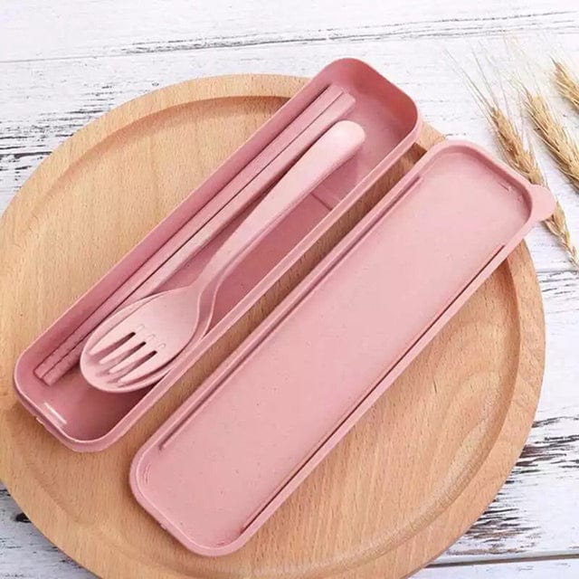 Reusable Wheat Straw Cutlery Set – Portable 3-Piece Utensils