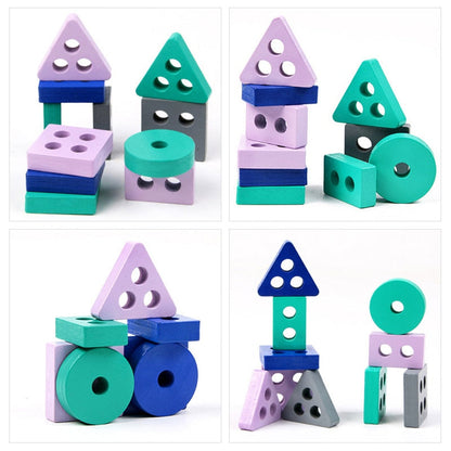 Kids Wooden Building Blocks Set | Montessori Educational Toy-4