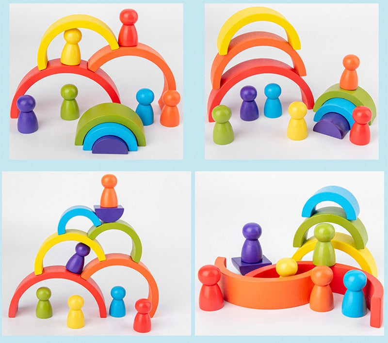 Kids Wooden Building Blocks Multicolor | Rainbow-5