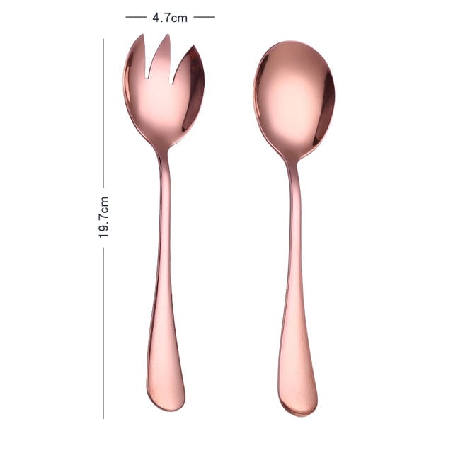 Variant image for Stainless Steel Salad Serving Set Gold | Elegant Dining-4