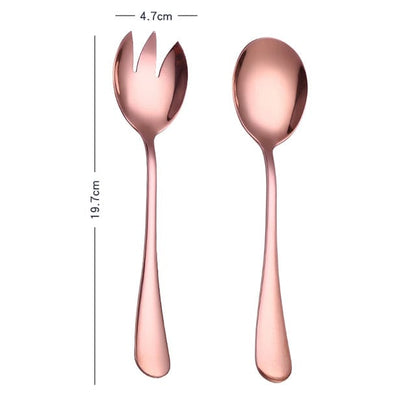 Variant image for Stainless Steel Salad Serving Set Gold | Elegant Dining-4