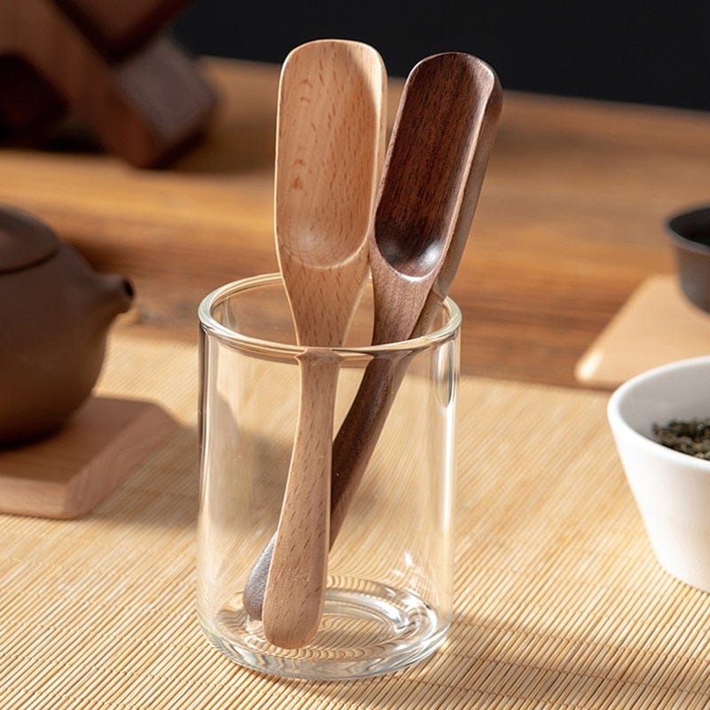 Wooden Tea Scoop Set – Beech & Walnut | 2-Piece Loose Leaf Tool