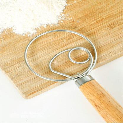 Stainless Steel Dough Mixer with Wooden Handle
