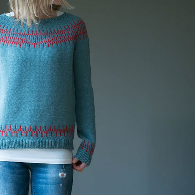 Women Nordic Pattern Knit Pullover Sweater | Faiza