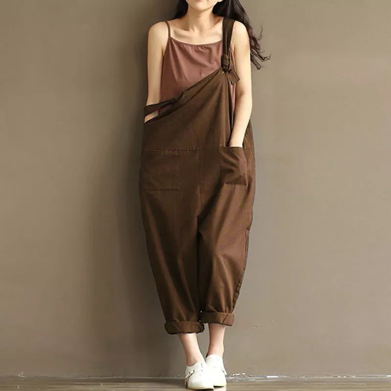 Variant image for Women Jumpsuit Black Cotton Loose Fit | Celeste-13