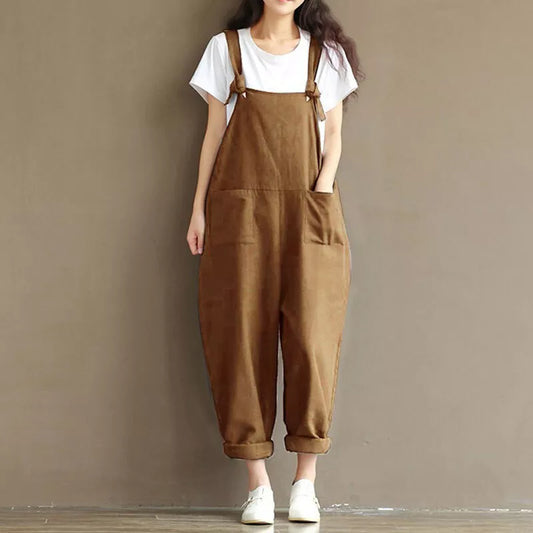 Women Jumpsuit Black Cotton Loose Fit | Celeste-1