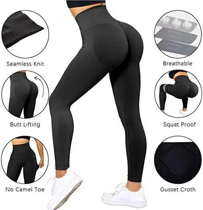 Women Gym Leggings Black Seamless Polyester | Bella-3