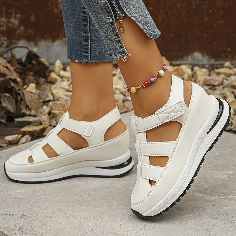 Women Orthopedic Sandals Black Faux Leather | Edith-2
