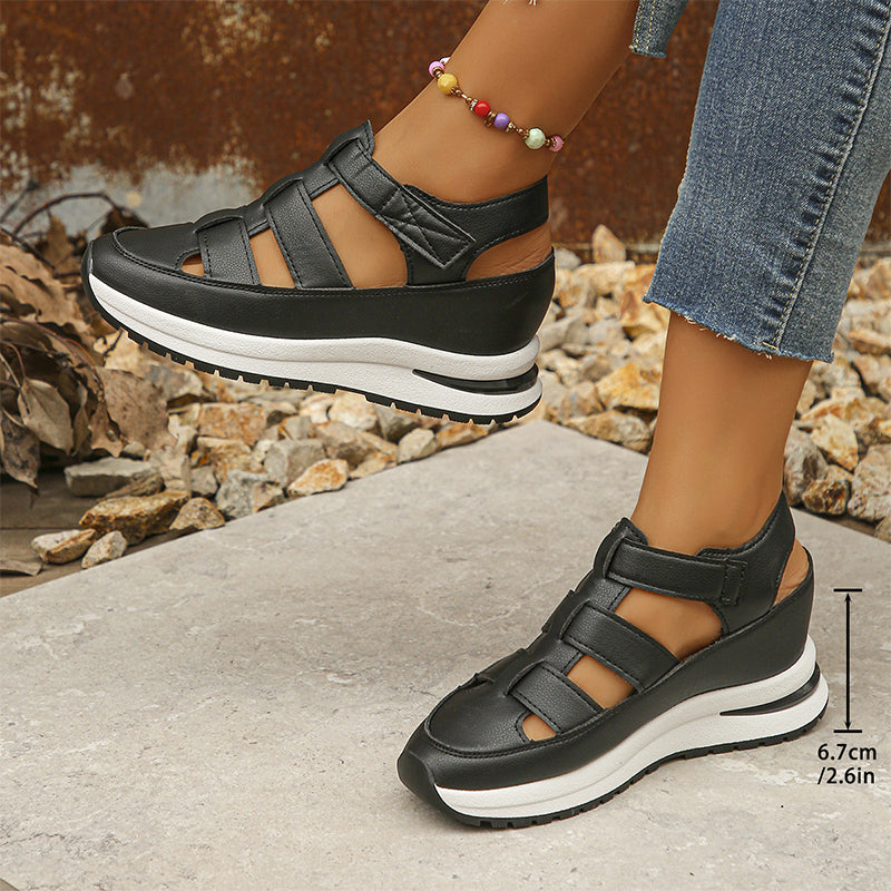 Variant image for Women Orthopedic Sandals Black Faux Leather | Edith-8