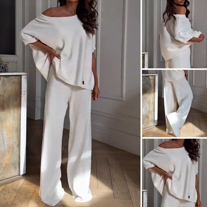 Women Two Piece Set White Cotton Blend | Elegant Chic 2