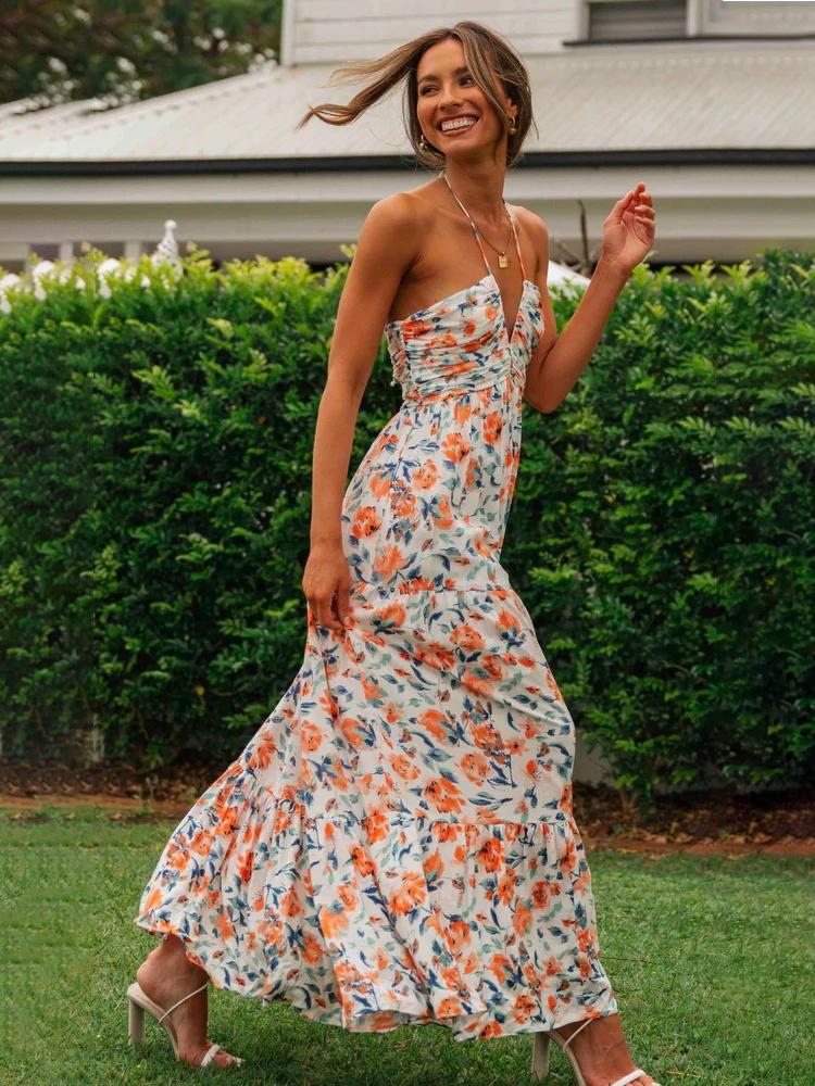 Floral Halter Maxi Dress | Scarlett