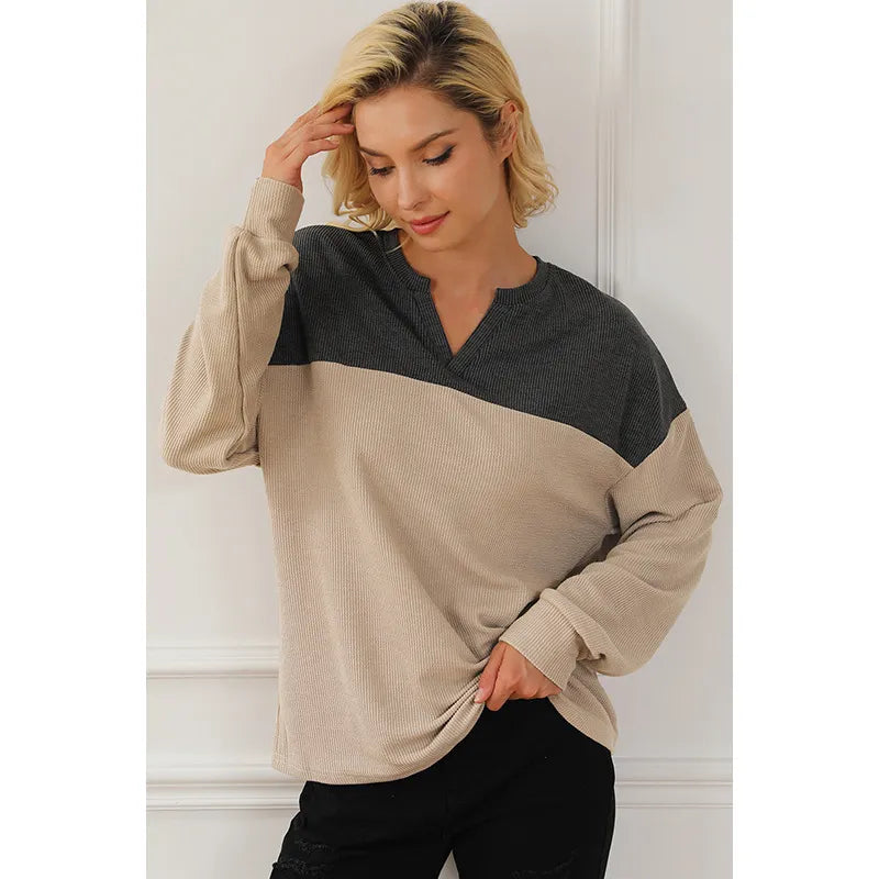 Women Two-Tone Textured Sweatshirt | Elizaveta