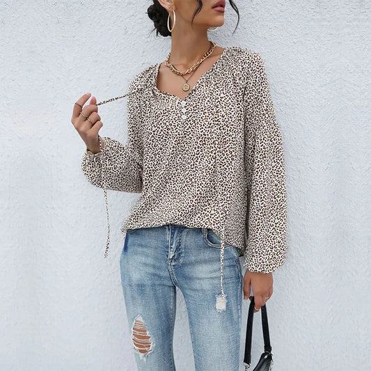 Leopard Print Boho Blouse | Felycia