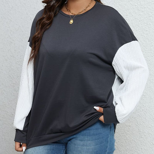 Women Two-Tone Contrast Sleeve Sweatshirt | Hanelle
