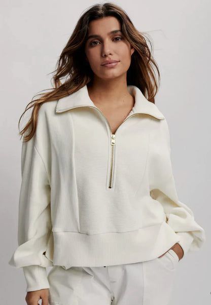 Quarter-Zip Ribbed Sweatshirt | Edalyn
