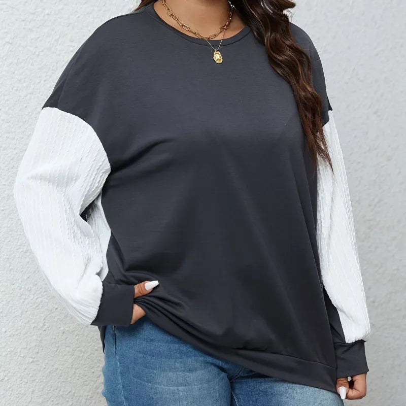 Women Two-Tone Contrast Sleeve Sweatshirt | Hanelle