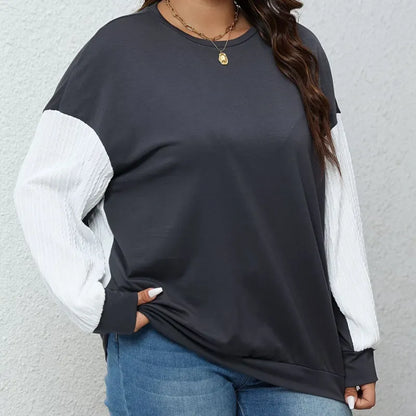 Women Two-Tone Contrast Sleeve Sweatshirt | Hanelle