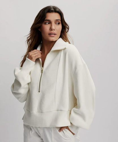 Quarter-Zip Ribbed Sweatshirt | Edalyn