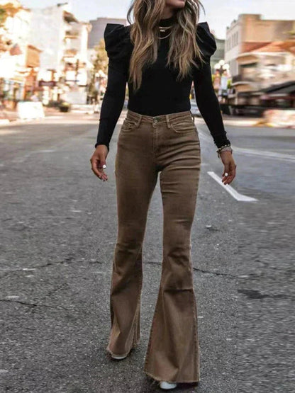 Women Chic High-Waisted Flared Pants | Radella