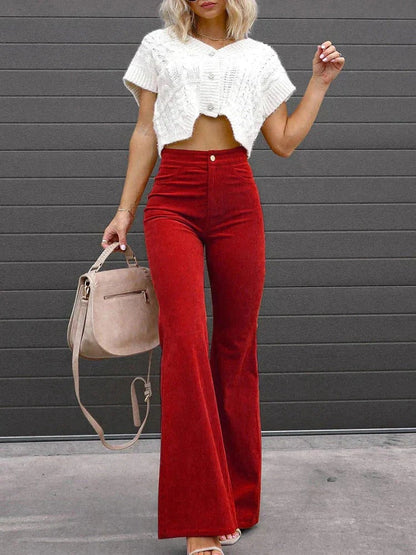 Women Chic High-Waisted Flared Pants | Radella