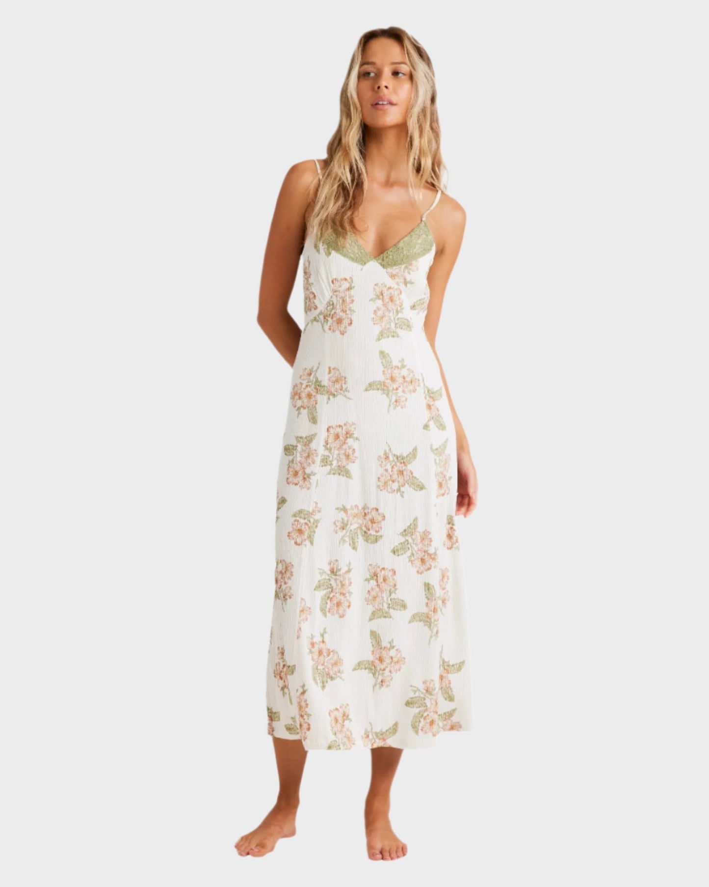 Floral Lace-Trim Maxi Dress | Amelia