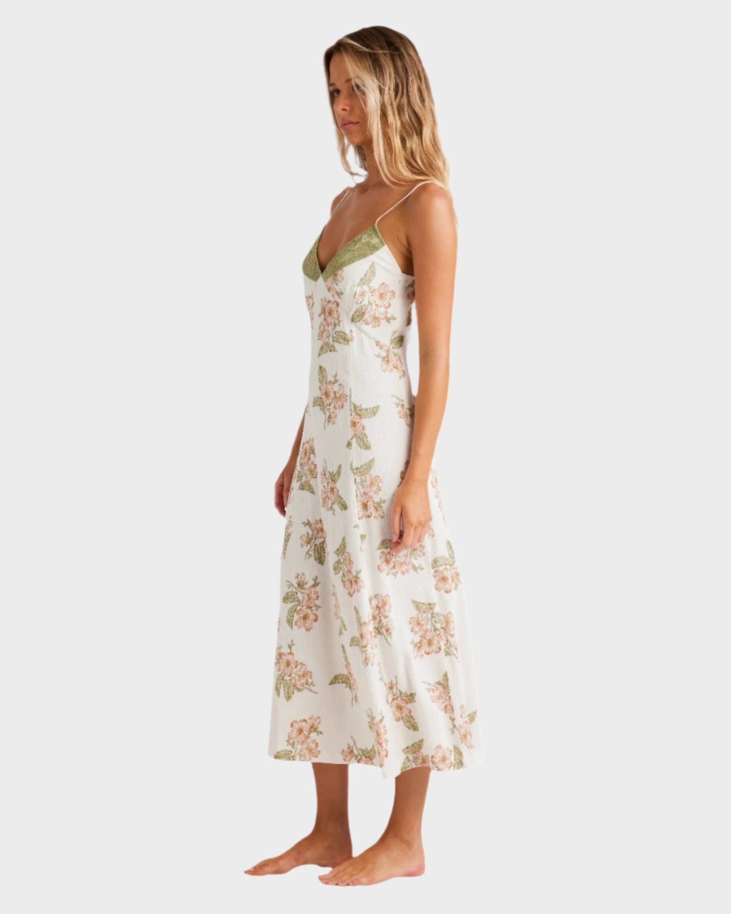 Floral Lace-Trim Maxi Dress | Amelia