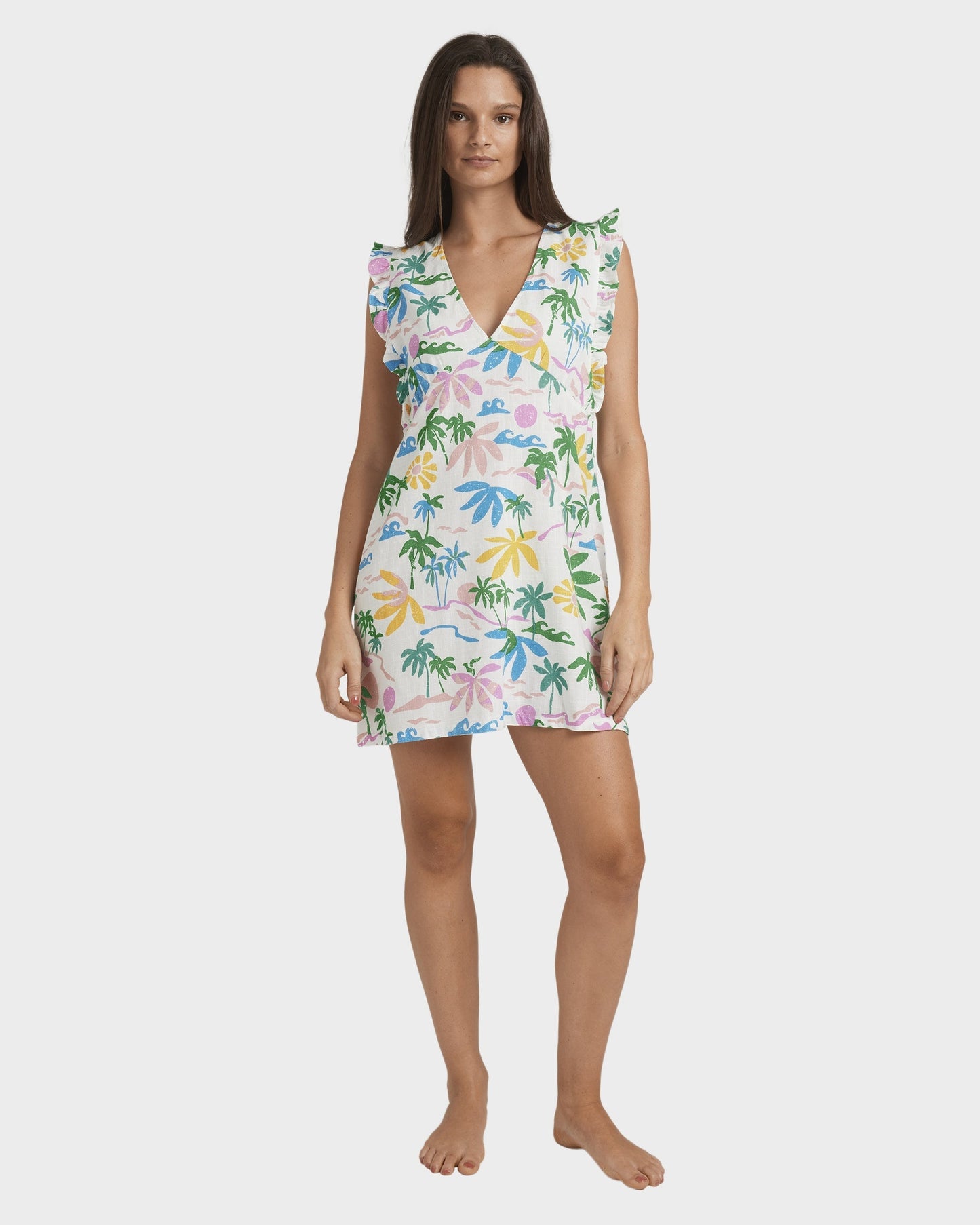 Printed Ruffle Sleeve Wrap Dress | Isla