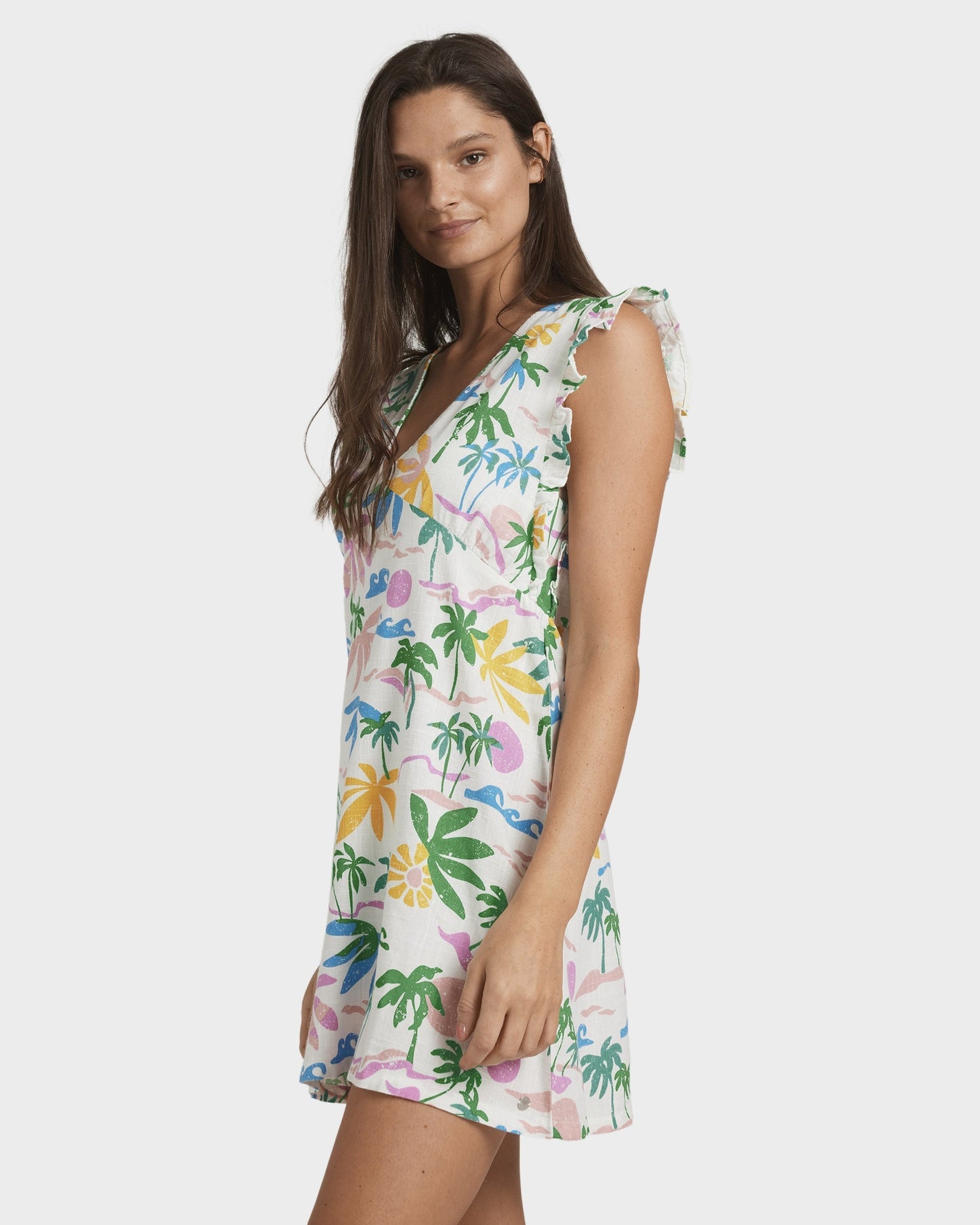 Printed Ruffle Sleeve Wrap Dress | Isla