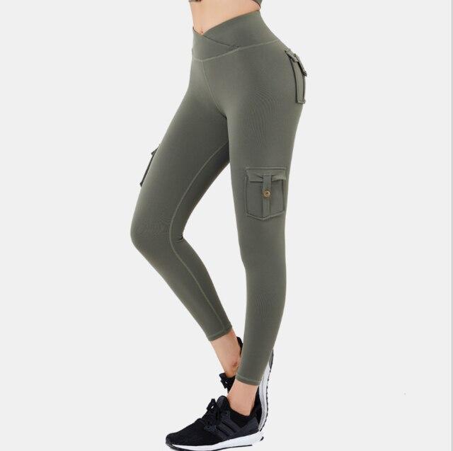 Women Leggings Black Nylon Spandex with Pockets | Bella-6