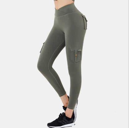 Women Leggings Black Nylon Spandex with Pockets | Bella-6