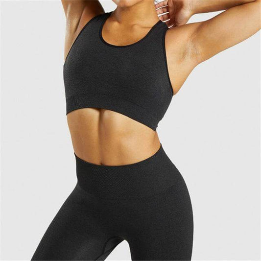 Women Seamless Sports Bra Black Polyester | Fitness Enthusiast-1